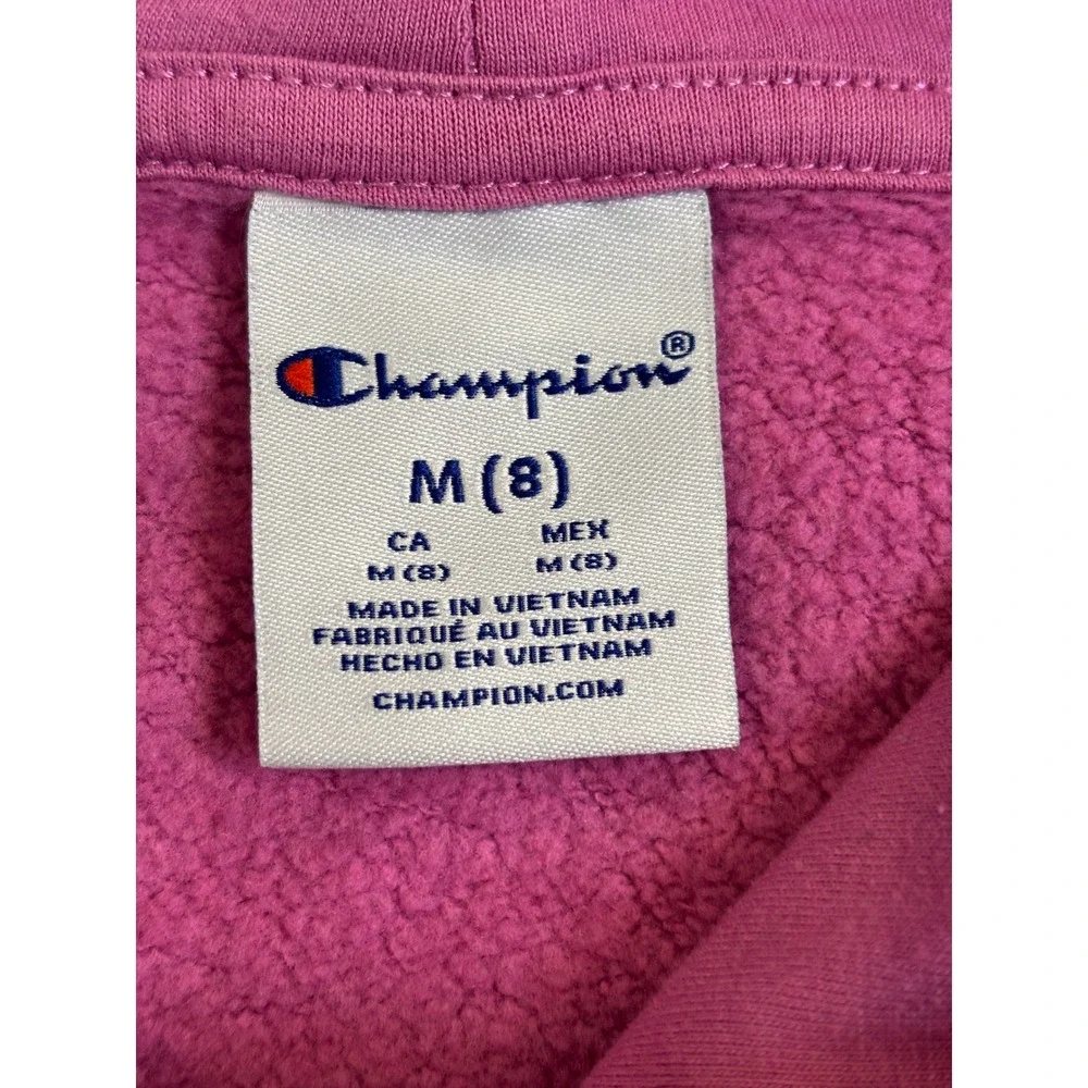 Champion Girls Purple Colorblock Script Logo Fleece Hoodie‎ Sweatshirt Size M 8